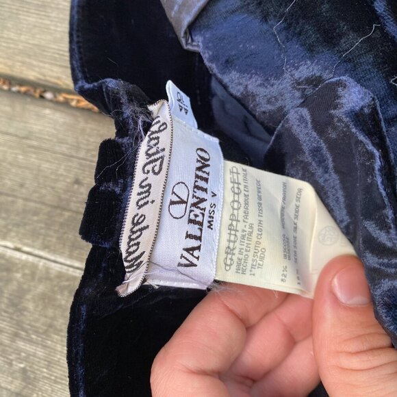 Vintage 90s Valentino Miss V Velour Silk Velvet Designer Pants Size 10 - Picture 9 of 12